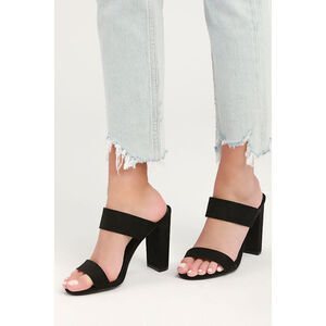 Lulus Marlowe Black Suede High Heel Sandals - Size 7.5